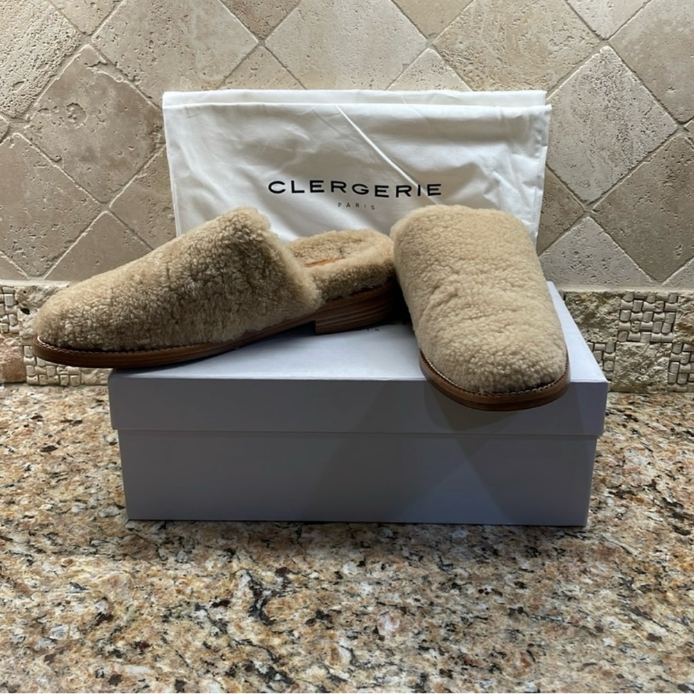 ROBERT CLERGERIE PARIS, GILLIEF, SHEARLING MULES, SIZE US 8.5, EU 38.5 - Picture 2 of 11